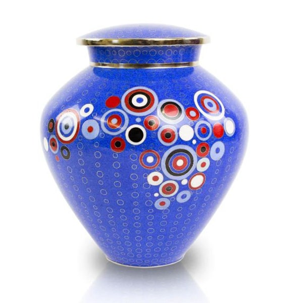 Eternal Azure Orbit Cloisonné Urn - A Celestial Memorial - FREE SHIPPING and FREE Matching Memorial Evite Template