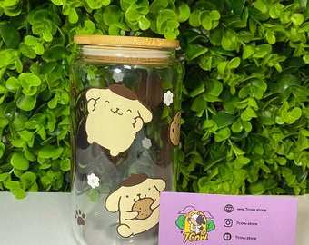 Taza de galletas / Taza de café Pompompurin / Taza de Starbucks / Amigos de Sanrio / Taza con tapa / Taza amarilla y marrón / Taza de Hello Kitty / Taza de vidrio