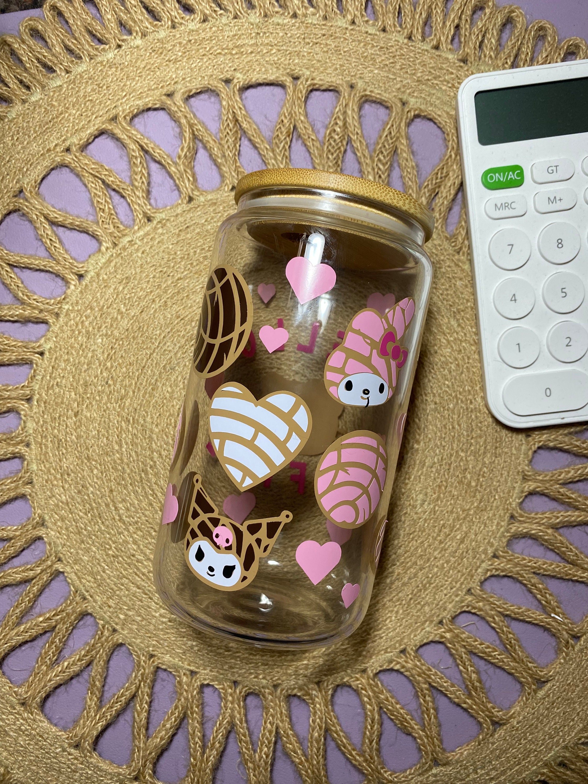 Hello Kitty and Friends Concha Style Cat and Friends Iced Coffee Glass Cup Cafecito Pan Dulce