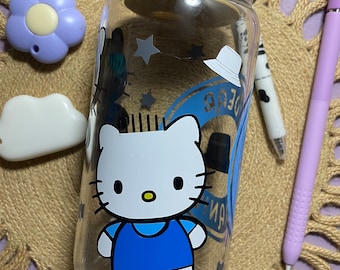 Taza de cristal con forma de gatito novio / Taza de café kawaii con tapa de bambú / Querido Daniel