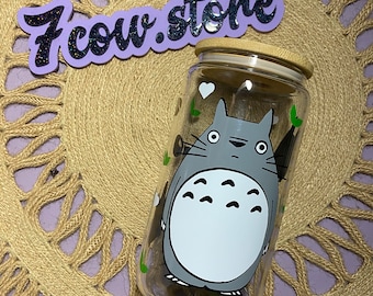 Taza helada de inspiración japonesa / Totoro / Taza de lata de café de vidrio / Estudios Ghibli / Mi vecino /