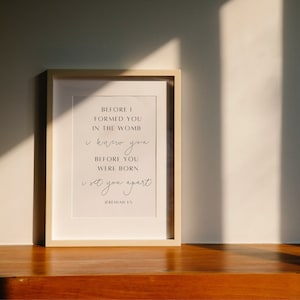 Before I Formed You I knew You, Jeremiah 1:5, Nursery Print, Wall art