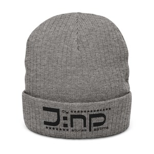 Gorro acanalado con logotipo de código binario / Gorro con puños bordados