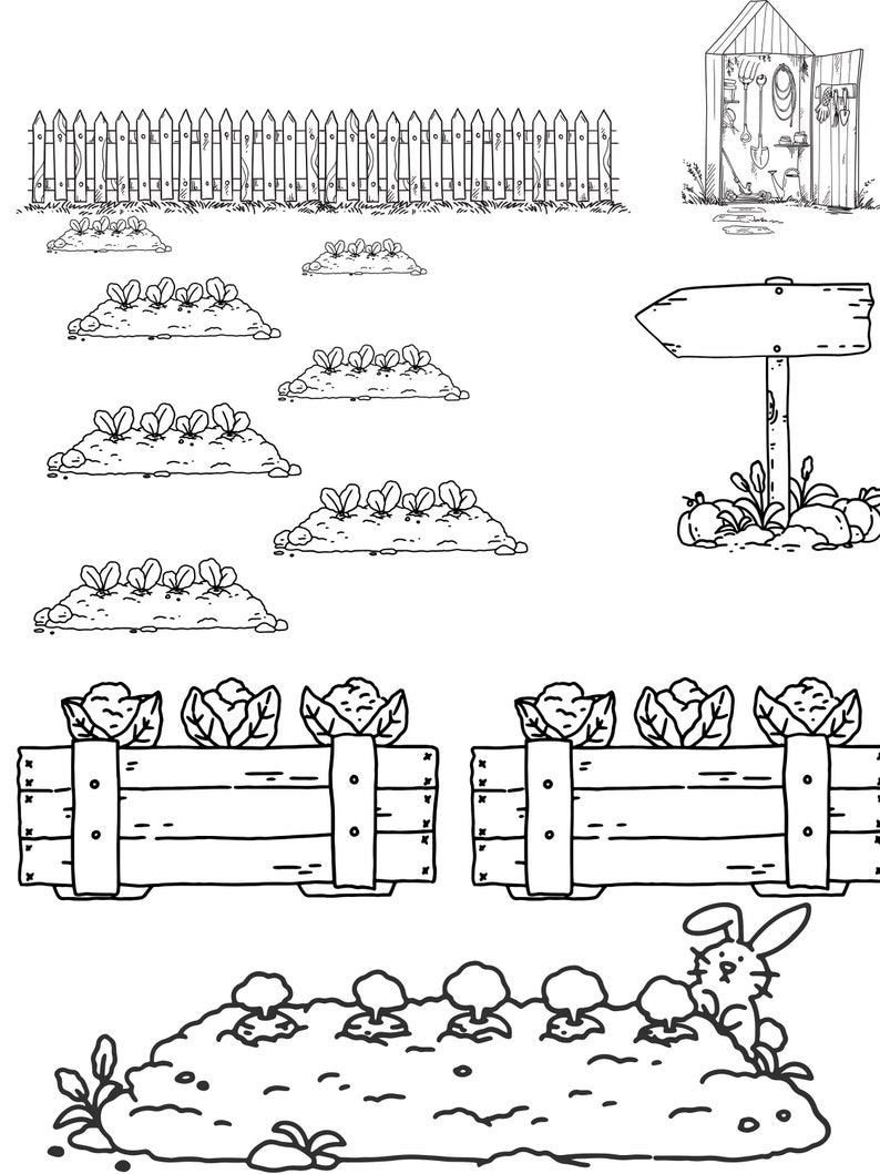 Garden Coloring Printable Pages for Kids - Etsy