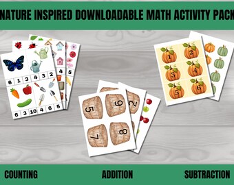 Math Activity Downloadable Digital Pack, preschool-grade 1, homeschooling, Montessori