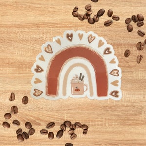 Pegatina de arcoíris con sabor a café con leche y especias de calabaza