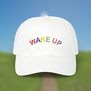 Wake Up Embroidered Dad Hat, Dreamcore/Weirdcore Hat, Liminal Space Ballcap, Kidcore Hat, Clowncore Cap, Surreal Hat, Oddcore Dad Hat