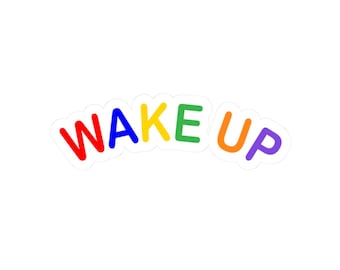 Wake Up-stickers, Dreamcore/Weirdcore Kiss-Cut-stickers, unieke laptopstickers, esthetische stickers, Clowncore-stickers, Kidcore-stickers