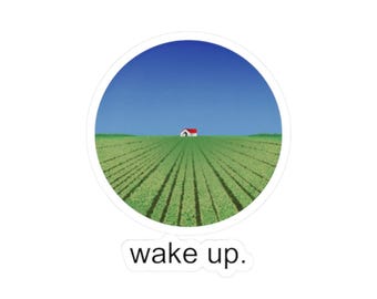 Wake Up Dreamcore Sticker, Weirdcore Laptop Decals, Dreamcore Vinyl Sticker, Liminal Space Stickers, Oddcore Water Bottle Sticker