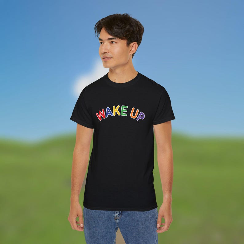 Wake Up Unisex Tee, Weirdcore Graphic T-Shirt, Unisex Cotton Top, Dreamcore Aesthetic Shirt, Clowncore Tee, Alternative Kidcore Fashion image 3