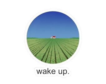Wake Up Dreamcore Sticker, Weirdcore Laptop Decals, Dreamcore Vinyl Sticker, Liminal Space Stickers, Oddcore Water Bottle Sticker