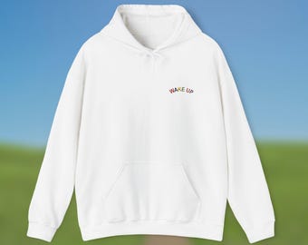 Wake Up Embroidered Hoodie, Weirdcore Sweatshirt, Unisex Oddcore Pullover Hoodie, Dreamcore Hoodie, Kidcore Clothes