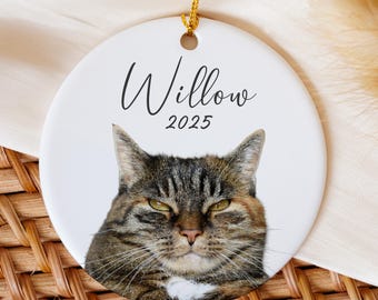 Personalized Pet Photo Christmas Ornament - Custom Cat Memorial Gift