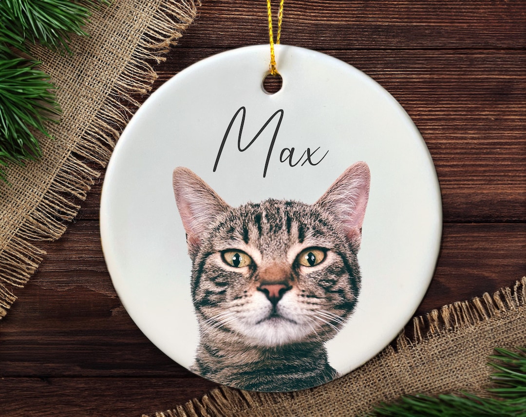 Personalized Pet Photo Christmas Ornament - Custom Cat Memorial Gift - Etsy
