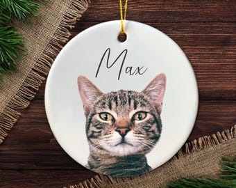 Personalized Pet Photo Christmas Ornament - Custom Cat Memorial Gift