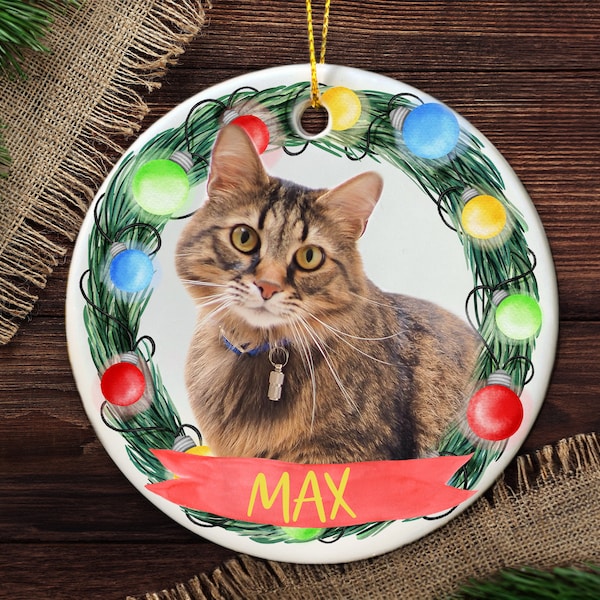 Custom Cat Christmas Ornament, Personalized Photo Ornament, 2022 Christmas Ornament Pet, Cat First Christmas