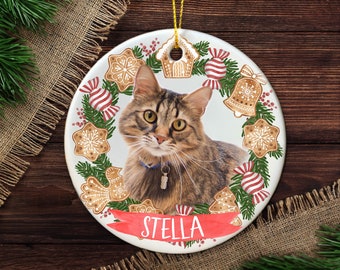 Personalized Cat Christmas Ornament: Custom Photo Ceramic Ornament