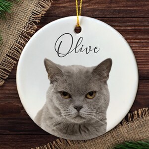 Custom Cat Christmas Ornament - Personalized Cat Ornament - Cat First Christmas - Tabby Cat Ornament - Cat Memorial Ornament
