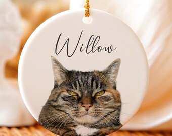 Personalized Pet Photo Christmas Ornament - Custom Cat Memorial Gift