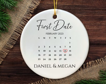 Personalized Wedding Date Ornament - First Valentine's Day Gift