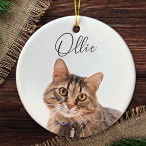 Custom Cat Christmas Ornament - Personalized Cat Ornament - Cat First Christmas - Tabby Cat Ornament - Cat Memorial Ornament