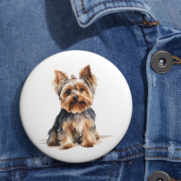 Yorkshire Terrier watercolor print Yorkie dog art gift Terrier breed gift idea Watercolor Yorkie decor Pin Buttons