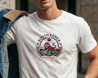 Maglietta Corea del Sud per i Mondiali di calcio 2026 / Maglietta per tifosi di calcio coreani / Maglietta con lo stemma della Corea del Sud / Regalo per il giorno della partita di calcio