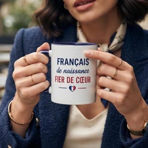 Français de Naissance Fier de Coeur Mug | French Pride Coffee Cup | France Heritage Gift | French Canadian Mug | Gift for Francophile