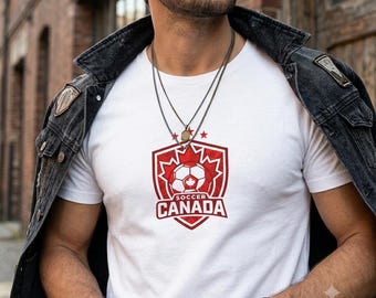 Maglietta Canada Coppa del Mondo di calcio 2026 / Maglietta per tifosi di calcio del Canada / Maglietta vintage con stemma della foglia d'acero per i tifosi / Regalo per il giorno della partita di calcio del Canada