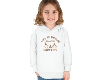 Life, better, campfire, camping Toddler Pullover Fleece Hoodie