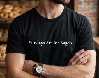 Maglietta "La domenica è fatta per i bagel" / Maglietta divertente per il brunch / Maglietta per gli amanti del cibo ebraico / Maglietta con grafica "Caffè e bagel del fine settimana" / Regalo per gli amanti dei bagel