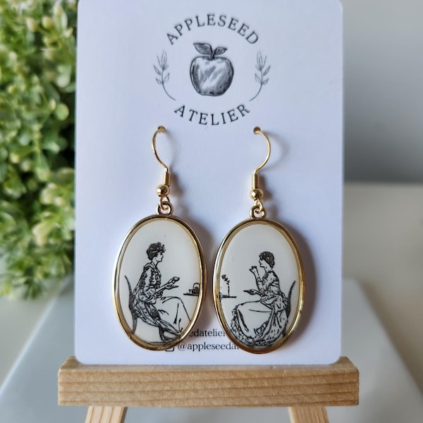 Spilling the Tea, Victorian Style Teatime Earrings, Handmade Gift for Her, Regency Style Jewelry