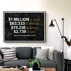 Dreams Do Not Work Unless You Do Entrepreneur Motivational Wall Art | Home Office Decor |  Entrepreneur Art | Wall Art | Instant Download.