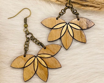 Wood Earrings | classy earrings | boho earrings | gold earrings | brown earrings | jewelry | Gifts for her