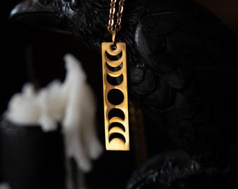 Collana con fasi lunari in oro / Ciondolo lunare minimalista