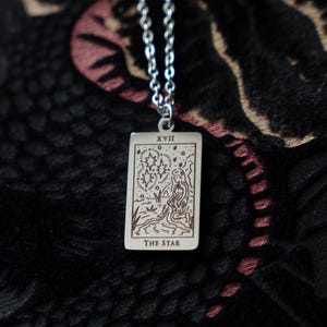 The Star Tarot Card Stainless Steel Silver Necklace