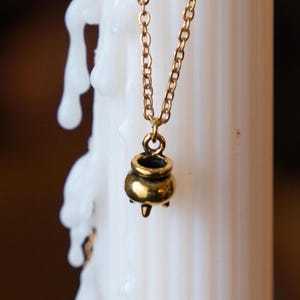Gold Mini Cauldron Witchy Necklace