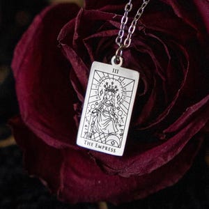 The Empress Tarot Card Stainless Steel Silver Necklace