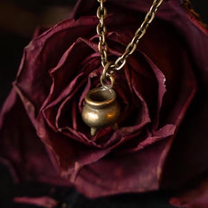 Brass Miniature Cauldron Witchy Necklace