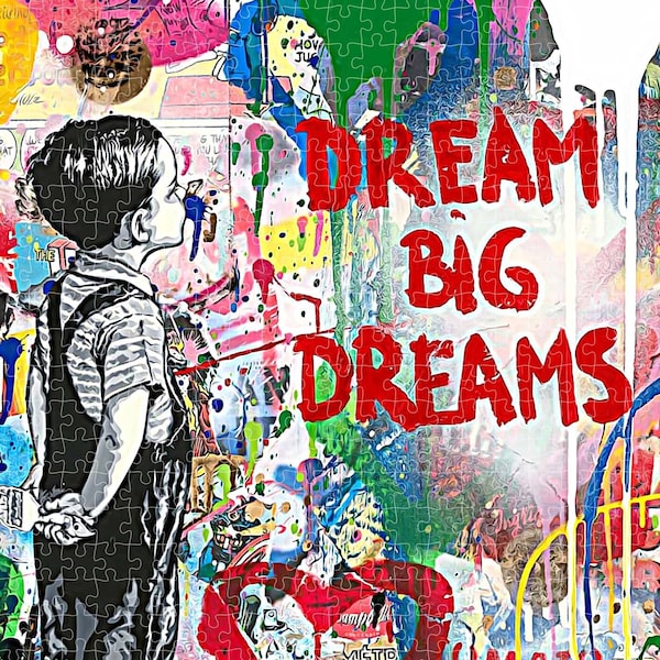 Puzzle Art Banksy Dream Big Collage | 1000, 500, 252 et 110 pièces | Art Banksy Advanced Jigsaw Puzzles, cadeau pour adulte