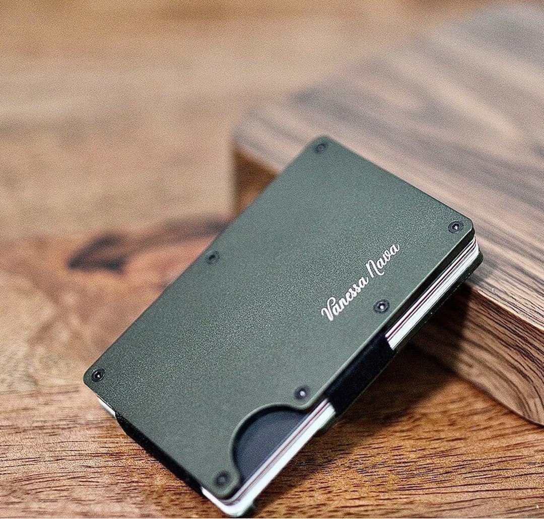 METAL MINIMALIST WALLET Expanding Card Holder Personalized Etsy