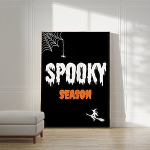 Impresión de arte de pared de temporada espeluznante, cartel de otoño femenino de moda, decoración divertida del apartamento universitario de Halloween Y2K, galería de descarga instantánea para colgar en la pared