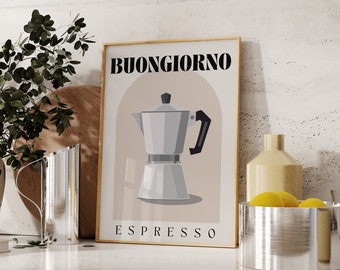 Espresso Italian Wall Art Print, Trendy Girly Fall Poster, Retro Italy Coffee College Apartment Decor, Instant Download Gallery Wall Hanging