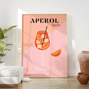 Aperol Spritz Retro Poster, Alkohol Druck, Cocktail Wandkunst, Küchen Bar Wandkunst für Mama, Trendy Cocktail Poster, DIGITAL DOWNLOAD