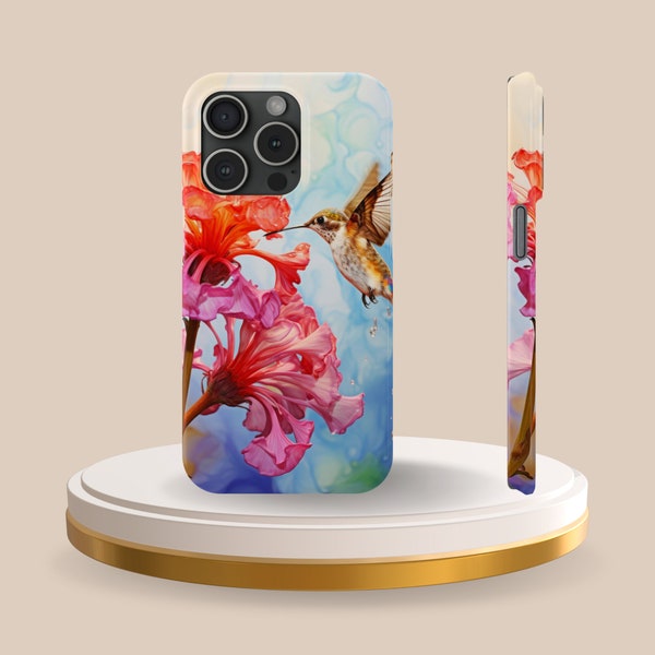 Celestial Hummingbird Symphony iPhone Case, Bird Elegance Phone Sleeve, iPhone Protection, Stylish Smartphone Case, Vibrant Phone Art