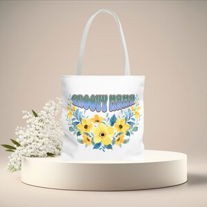 Groovy Mama Floral Tote Bag, Inspirational Mother&#39;s Day Gift Idea, New Mom Gift, Watercolor Floral Bag, Gift for Mom, Baby Shower Gift Idea