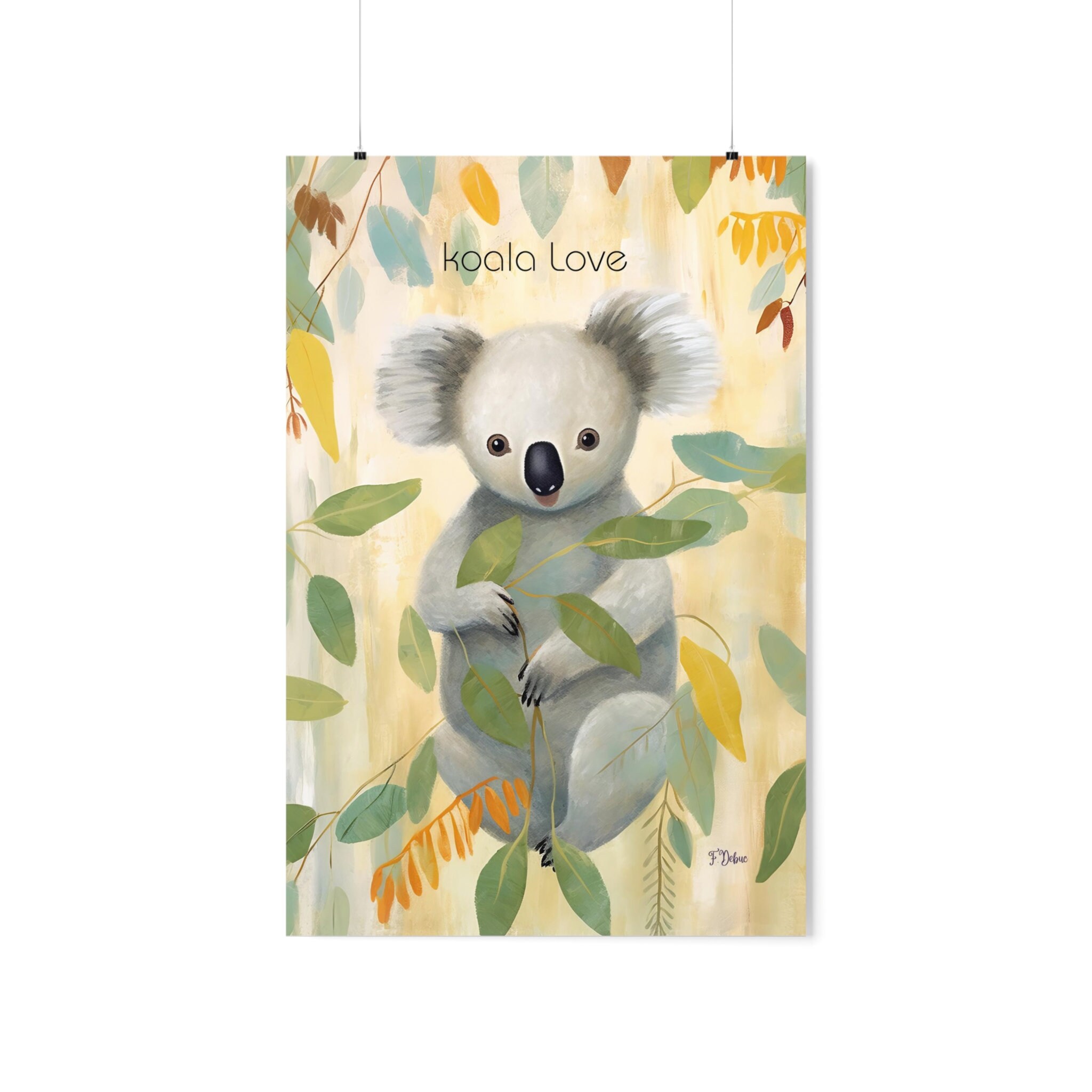 Koala Wall Art, Nursery Art Print, Botanical Greenery Art Print, Kids