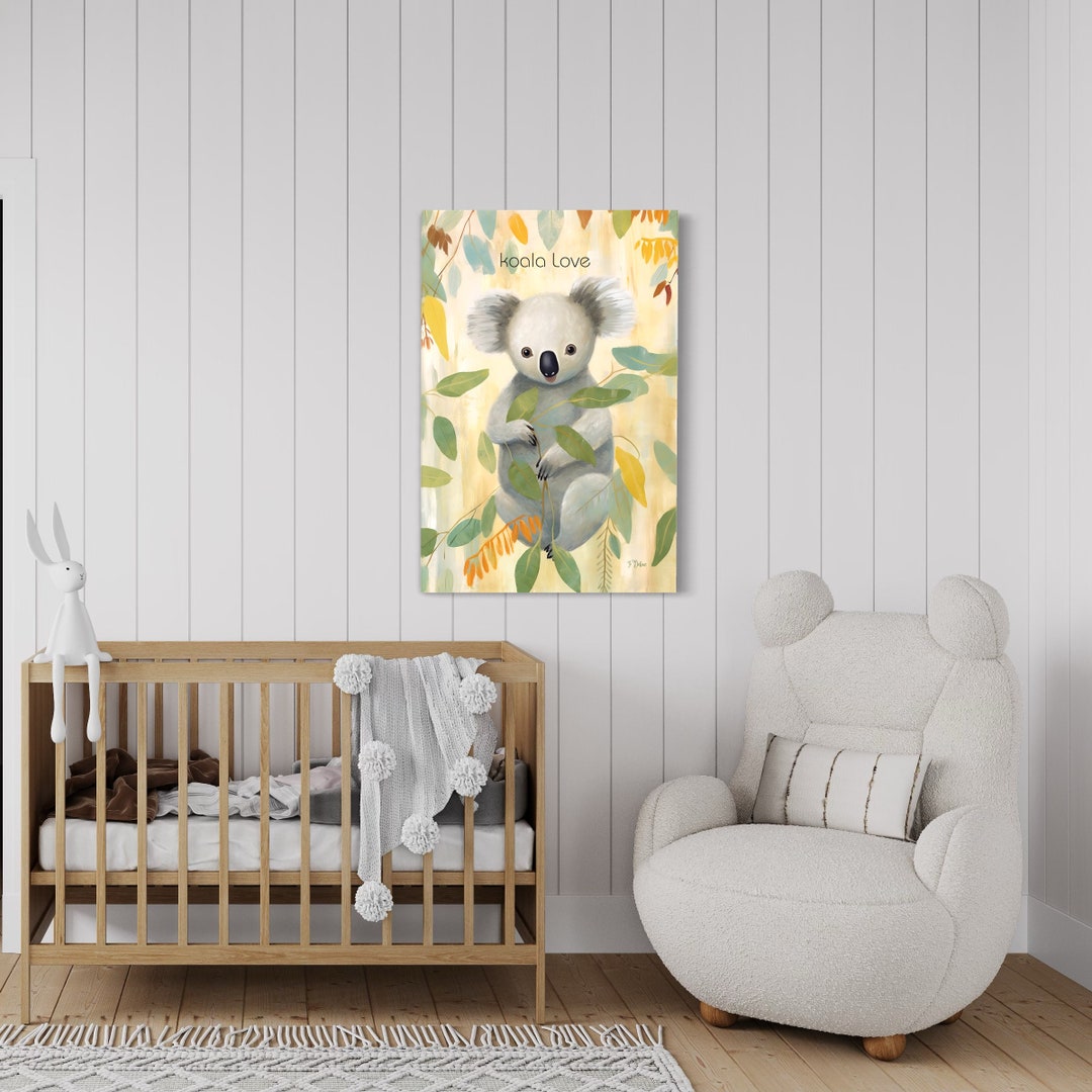 Koala Wall Art, Nursery Art Print, Botanical Greenery Art Print, Kids