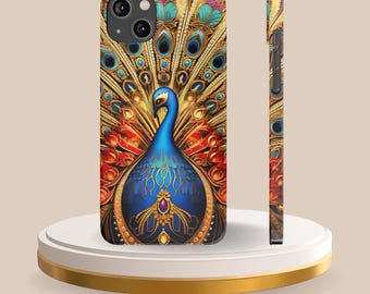 Peacock Art Deco Case for iPhone, Regal Blue Slim and Durable Phone Cover