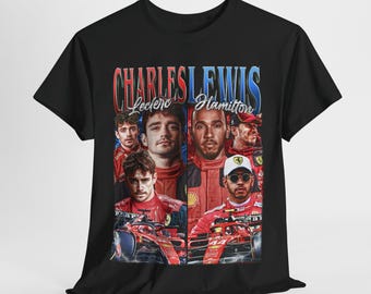 Lewis Hamilton & Charles Leclerc Tee: Vintage Formula One 90s Graphic ID